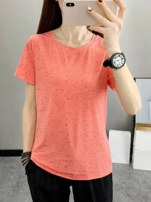 夏季运动单件女式迷彩透气登山、跑步、健身、骑行速干T恤上衣