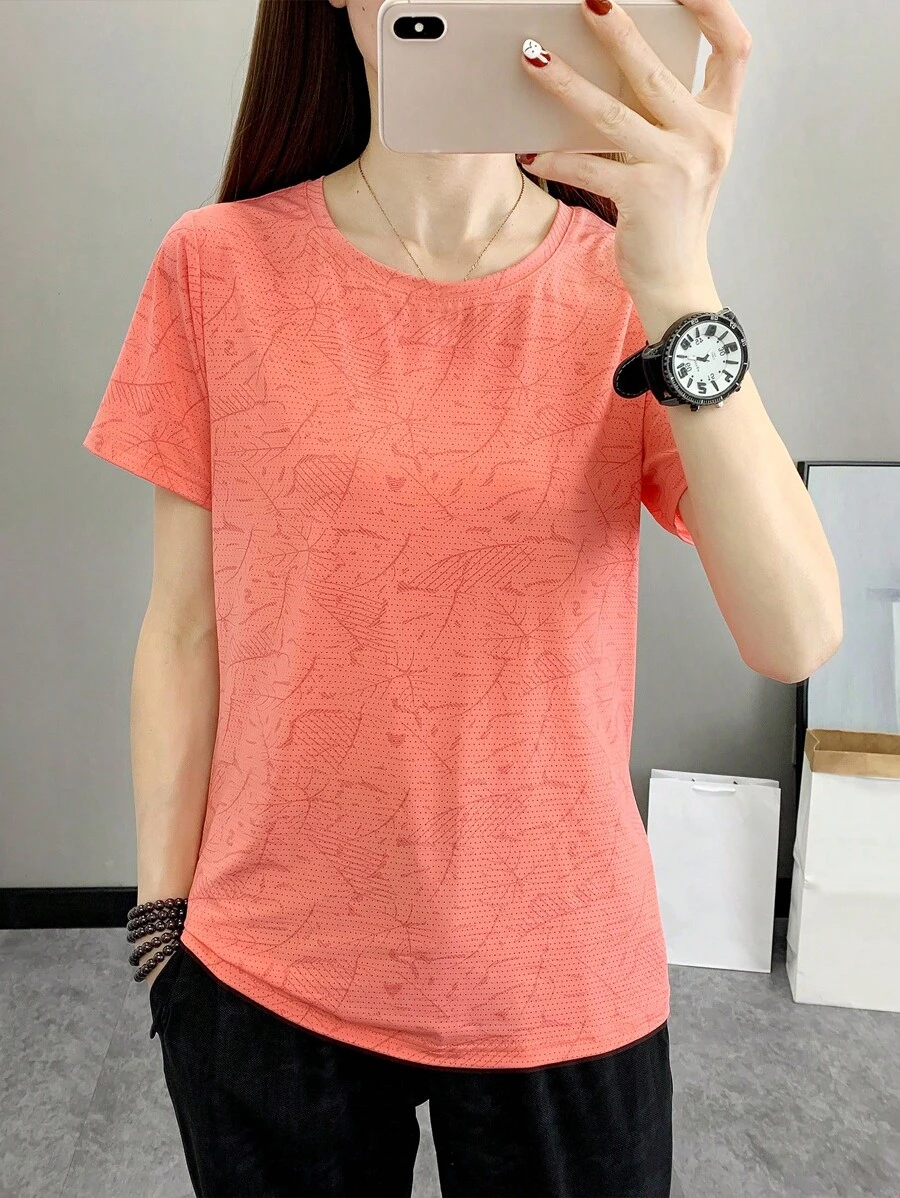 夏季运动单件女式迷彩透气登山、跑步、健身、骑行速干T恤上衣