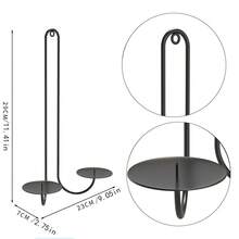 1 chân nến treo tường bằng kim loại màu đen, chân nến trang trí phòng khách/nhà nông hiện đại tối giản, trang trí Halloween/Giáng sinh, quà tặng, đồ trang trí Giáng sinh, quà tặng Giáng sinh - màu đen - Xem 3