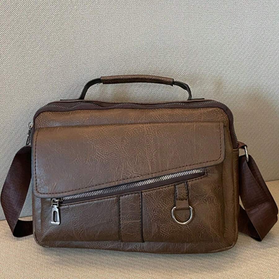 Men's PU Leather Backpack Briefcase, Can Be Used As Shoulder Bag, Crossbody Bag Or Handbag Men Briefcase Commute Large Capacity Laptop Document Computer - Brown - View 1