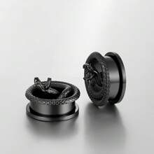 2PCS Hot Coiled Cobra Saddle Hangers Ear Gauges Plugs For Stretched Lobe Ear Tunnels Gauges Piercing Women Body Jewelry