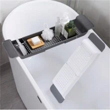 1入組可伸縮排水浴缸架，塑料浴室淋浴架，多功能儲物架，浴缸托盤 - 彩色 - 查看 6