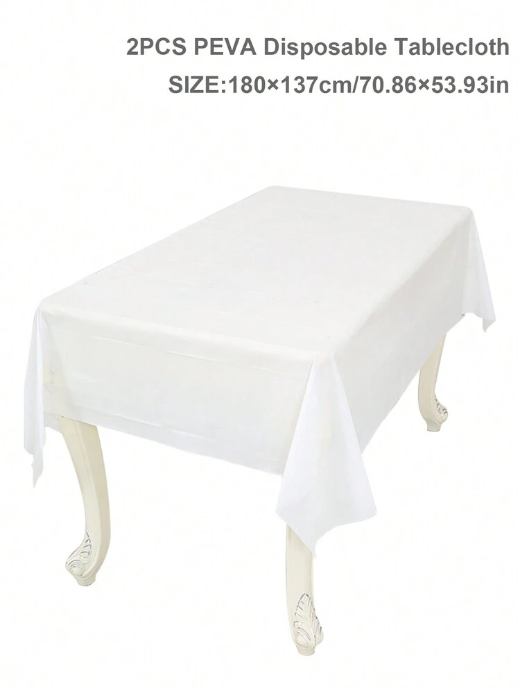 4 Tovaglie Usa E Getta In Plastica Bianca (108x54 Cm) Per Feste, Barbecue E Matrimoni - 2