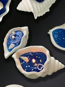 1 件海洋风格贝壳香薰蜡烛套装，含果冻蜡、小海螺、海星手工蜡烛礼盒，营造氛围、房间装饰、礼物 - 彩色 - 查看 2