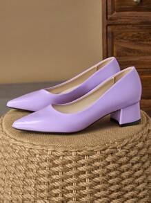Ladies' Pointed Toe Comfortable Stone Textured 4cm High Heel Pumps: Red, Beige Chunky Heel, Navy Slip-On, Pink Elegant, Purple Casual Black Flats, Suitable For Vacation, Travel, Outdoor And Daily Wear