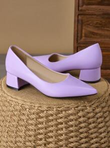 Ladies' Pointed Toe Comfortable Stone Textured 4cm High Heel Pumps: Red, Beige Chunky Heel, Navy Slip-On, Pink Elegant, Purple Casual Black Flats, Suitable For Vacation, Travel, Outdoor And Daily Wear
