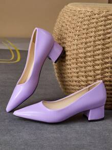 Ladies' Pointed Toe Comfortable Stone Textured 4cm High Heel Pumps: Red, Beige Chunky Heel, Navy Slip-On, Pink Elegant, Purple Casual Black Flats, Suitable For Vacation, Travel, Outdoor And Daily Wear