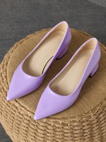 Ladies' Pointed Toe Comfortable Stone Textured 4cm High Heel Pumps: Red, Beige Chunky Heel, Navy Slip-On, Pink Elegant, Purple Casual Black Flats, Suitable For Vacation, Travel, Outdoor And Daily Wear