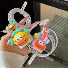 Silicone 3D Cartoon Cable Protector Case, Cute Animal Charger And Data Cord Protective Cover, Compatible With IPhone 18W-20W USB Cables - No Battery Required - Multicolor - View 3