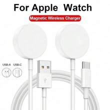 1pc Magnetic Wireless Charger 3.3ft/100cm Portable Charging Accessory Compatible With Apple Watch Series Ultra/9/8/7/6/SE/SE2/5/4/3/2/1 Portable Wireless Charger Compatible With Apple Watch, Wireless Magnetic Suction For Watch 6/SE/5/4/3/2 Series E Compatible With AIRPODS 2/3/Pro Fast Charging Cable Portable Charging Base Bracket Gifts For Family, Friends, Kids, Birthday, Christmas, Winter, Girlfriend, Boyfriend Suitable For Office, Dorm, And Home