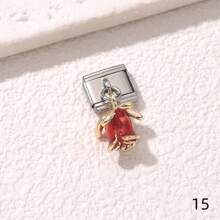1/5/10 piezas Surtido de dijes encantadores en forma de mariquita, donut, cisne, tacón alto, estrella y helado, serie de dijes modulares italianos para brazalete, accesorios de joyería - Manualidades de joyería DIY