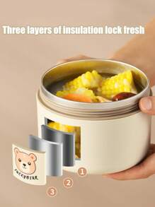 1 Caja de almuerzo de acero inoxidable 304, Caja de almuerzo aislada de acero inoxidable redonda de 400ml/600ml, Caja de almuerzo portátil aislada al vacío, Taza de sopa calentadora de alimentos aislada, Recipiente de alimentos portátil de gran capacidad, Caja de almuerzo para trabajadores de oficina, Caja de almuerzo portátil para estudiantes