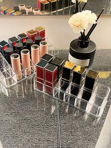 12格化妝品收納盒，亞克力透明化妝品口紅展示架，指甲油唇釉口紅收納盒，梳妝台化妝品收納盒 - 彩色 - 查看 5