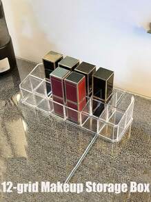 12格化妝品收納盒，亞克力透明化妝品口紅展示架，指甲油唇釉口紅收納盒，梳妝台化妝品收納盒 - 彩色 - 查看 1