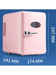 Mini Refrigerador, Frigobar Mini Multifuncional, Capacidad de 4L para 6 Latas, Estante Extraíble, Refrigerador Skincare, Min - Rosa - Ver 2