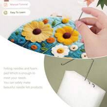 1包椰樹圖案毛氈畫DIY刺繡套件手工毛氈繡畫針刺入門套裝裝飾20x20cm/7.87x7.87英寸 - 彩色 - 查看 9