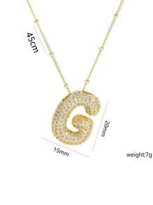 1 Peça de Novo Colar de Pingente de Letra A-Z com Micro Pavé de CZ de Luxo, Colar de  de Letra de Nome Inicial masculino e feminino, eletroplatedo com ouro de 18k.