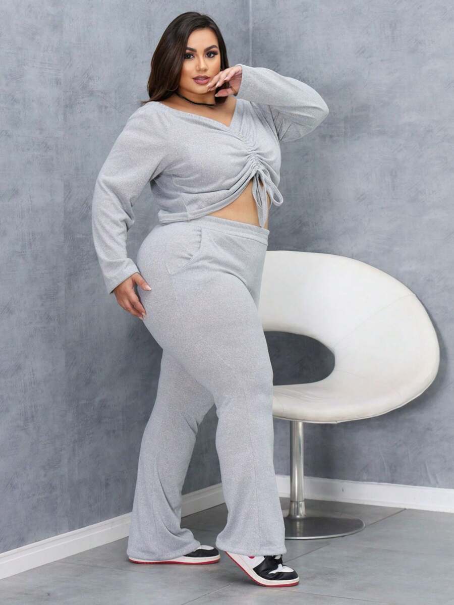 Plus Size Pants - 灰色 - 查看 1