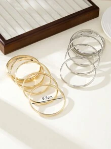 3 cái/bộ Đúng mốt Đơn giản Kim loại Trơn tru Nhẫn Thích hợp Đối với Của phụ nữ Mặc hàng ngày - Vàng - Xem 5