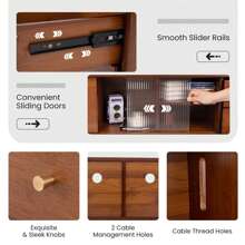 Bamboo TV Stand Console Table With PE Rattan Door & 2 Drawers For TV Up To 65" Brown/Natural - Brown - View 8