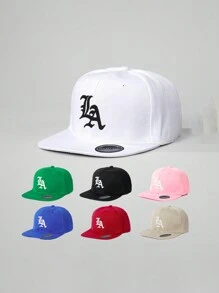 1顶刺绣洛杉矶平沿棒球帽，户外可调节遮阳休闲帽，适合春季、秋季、旅行、海滩、度假，Y2K风格男童遮阳帽 - 平簷棒球帽 - 查看 1