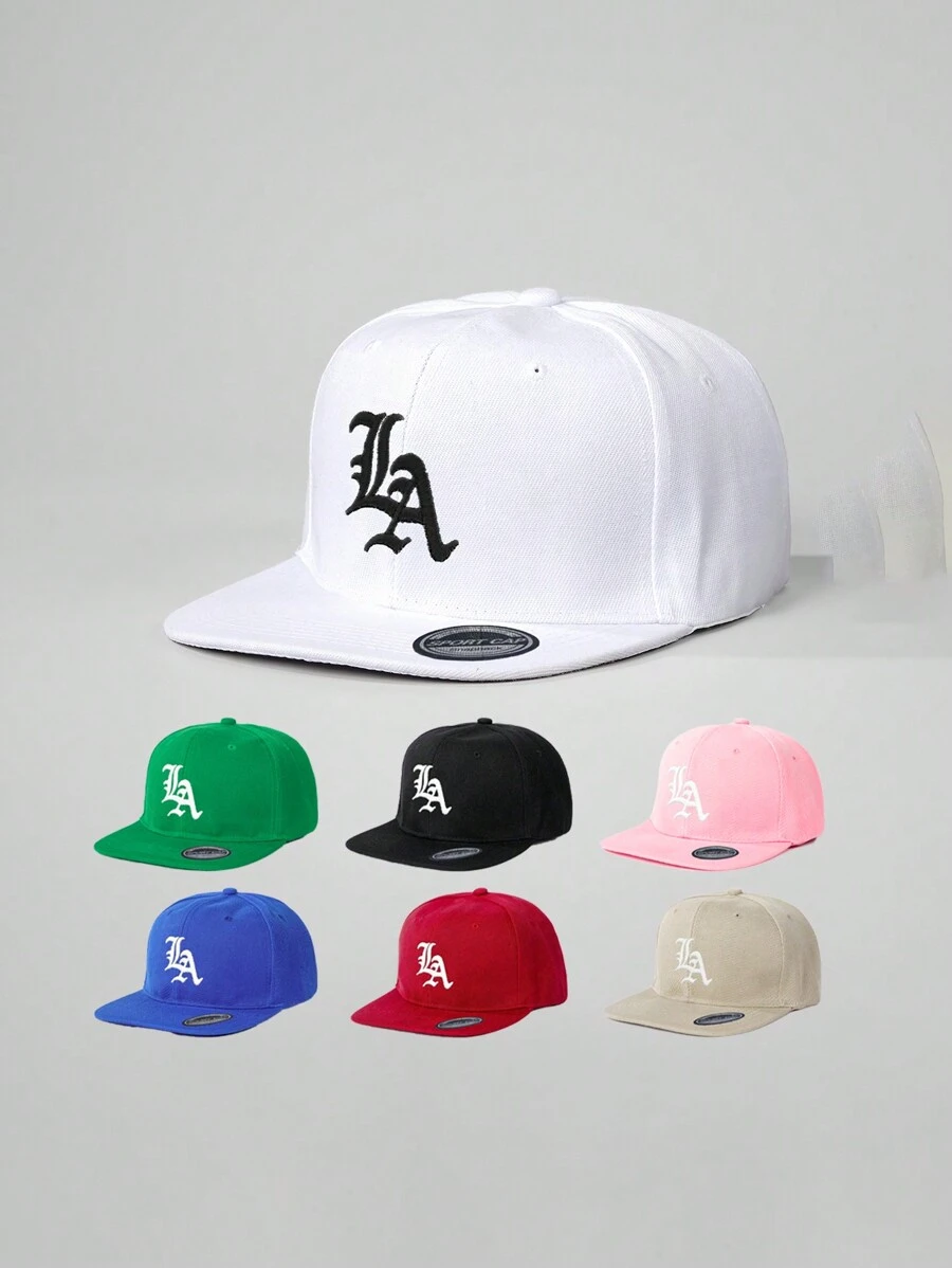 1顶刺绣洛杉矶平沿棒球帽，户外可调节遮阳休闲帽，适合春季、秋季、旅行、海滩、度假，Y2K风格男童遮阳帽 - 平簷棒球帽 - 查看 1
