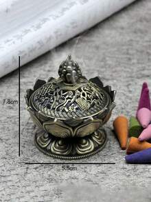 1入組紅銅蓮花香爐，迷你檀香香薰爐，適用於辦公室、露營、花園、庭院、燭光晚餐家居裝飾 - 彩色 - 查看 12