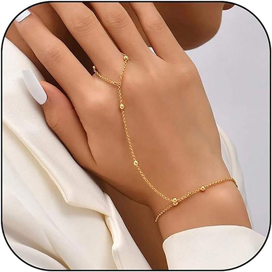 1pc Mitten Bracelet Gold Chain Bracelet Adjustable Mitten Bracelet Jewelry For Women Gifts Stuff - Gold - View 1