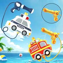 1套兒童背包水槍玩具，拉式水槍適用於戶外水上玩耍，大容量 - 彩色 - 查看 8