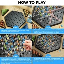 1pc Children Tabletop Game Triangle Chain Game Pieces, Intelligence Development Puzzle Toy, Interactive Parent-Child Game Board, Children's Festival Gift - Black - View 8