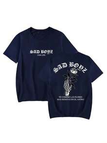 playera oversize estampado sad boys jh pp - Azul Marino - Ver 2