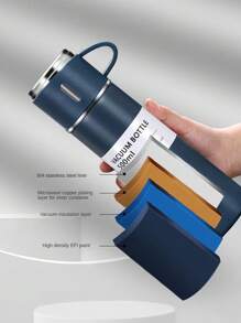 3入組/套禮物盒304不銹鋼絕緣杯子(1絕緣杯子帶3茶杯) - 黑色 - 查看 5