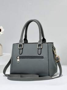 New Shoulder Bag With Pom Pom Pendant, Casual Style, Mother's Day Gift, Essential For Moms, Suitable For Office, University, Work, Business, Commuting, Outdoor, Travel, Outings, Best Mother's Day Gift For Mom, Business Casual Women Handbag, Perfect For Office, Business And Work Occasions - Dark Grey - View 8