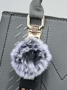 New Shoulder Bag With Pom Pom Pendant, Casual Style, Mother's Day Gift, Essential For Moms, Suitable For Office, University, Work, Business, Commuting, Outdoor, Travel, Outings, Best Mother's Day Gift For Mom, Business Casual Women Handbag, Perfect For Office, Business And Work Occasions - Dark Grey - View 9