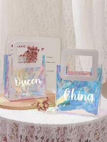 個性化伴娘禮物袋，全息袋，定制感謝禮物袋，小伴娘禮物袋，單身派對小禮品袋 - 彩色 - 查看 4