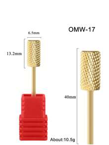 1入組專業級碳化鈦削骨機金色極致硬度鎢鋼高品質美甲鑽頭，適用於美容院或家庭，可卸除膠彩或護甲工具 - 金色 - 查看 9