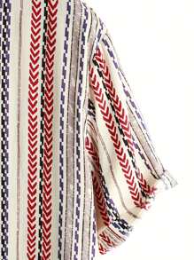 男士条纹印花衬衫，轻盈透气，穿着舒适，适合旅行或日常休闲穿着，柔软宽松的短袖衬衫，休闲度假皆宜。 - 紅色 - 查看 6