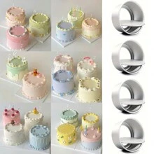 Set de 1/4 piezas de molde redondo para pastel de 4 pulgadas, con fondo desmontable, moldes para cheesecake de aluminio antiadherente, ideales para hornear deliciosos pasteles en tu cocina - molde móvil de 4 pulgadas - Ver 1