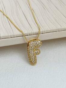 1 Peça Novo Colar de pingente de letra A-Z 26 CZ Exagerado Grande Estilo Hip-Hop de Luxo, Colar de corrente em aço inoxidável com banho de ouro 18K para homens e mulheres com nome ou inicial.