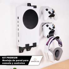 Base Soporte de Pared Compatible con Xbox Series S + Base para Controles compatible con Xbox One - Negro - Ver 2