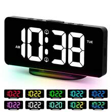 1pc Digital Alarm Clock For Bedroom With Colorful Dynamic RGB Night Light/Color Adjustable,7" Nightstand Clock With USB-C Charger Port,LED Large Display Clock For Teens.(White-Black) - Multicolor - View 1