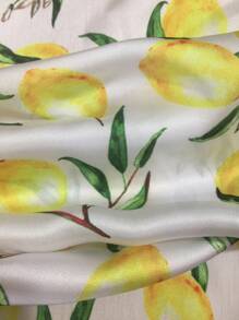 1pc Lemon Printed Bandana Silk Scarf For Decoration, Gift Wrapping, Headband - Multicolor - View 4