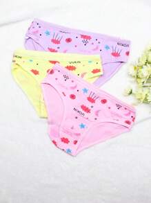 Set de 3 calzones de algodón para niña con diseño de nuves, diversos colores, calidad premium - Multicolor - Ver 1