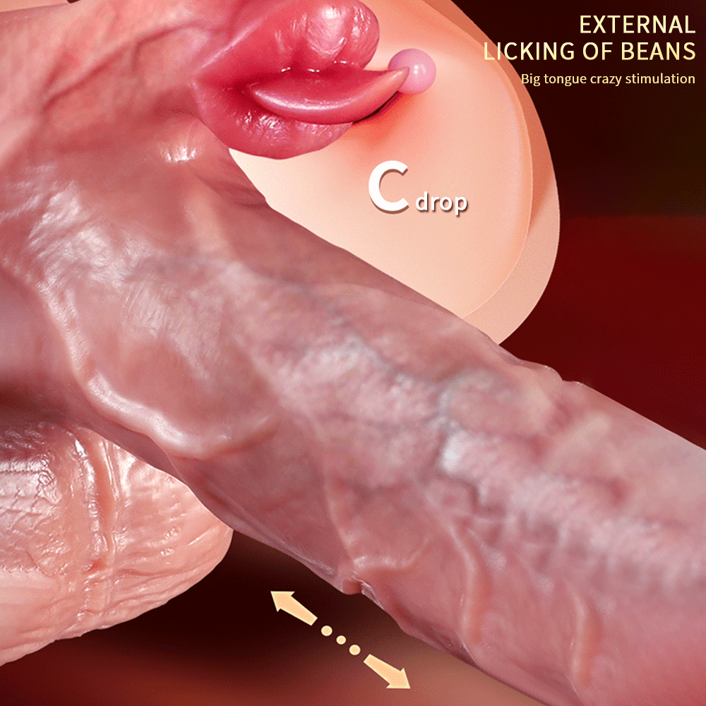 Weiblicher Masturbator - Realistischer Einführdildo-Leckvibrator - 8,7 Zoll vibrierender Dildo mit 9 Vibrationen, 3 Einführ- und beheizten Leckmodi