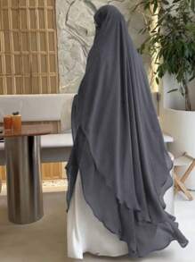 1 pièce Foulard long à double couche en mousseline de soie pour femmes, mode et élégant, convient pour le port quotidien et la prière pour le voile respirant et doux sous la abaya - Multicolore - Voir 15