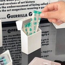 简约印花翻盖收纳盒，休闲日常使用，返校季 - 白色 - 查看 4