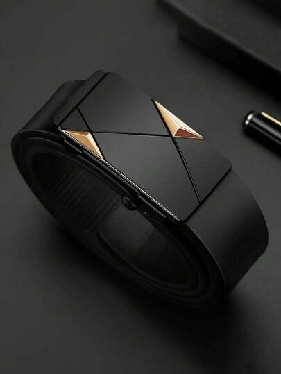 Men Geometric Buckle Belt For Business Occasions Work Summer, School Fall, Autumn, Halloween Autumn-Winter Accessories,Suitable For Teens, Youth,Men,Casual, Outdoor, Athletic, Vacation, Graduation Gifts, Birthday, Daily Wear