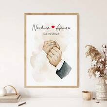 1pc Customized Frameless Canvas Print, Bohemian Style Wall Art Poster For Family And Couples Anniversary, Personalized With Names And Fist Bump Design, Perfect Decorative Gift For Living Room Or Bedroom, Valentine Day, Valentine Day Decor, Multi-Functional, Adjustable, Anti-Mold, Ornamental, Reusable, Exquisite, Adorable, Unique, Ideal Gifts For Her, Boyfriend, Girlfriend, Dad, Mom, Family, Friends, Son, Daughter, School Students, Office, Tea Room, School, Home, Home Refresh