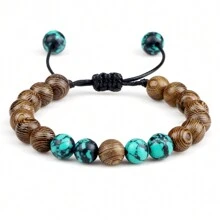 Natural Stone Vesuvianite Bracelet Tiger Eye Stone Handmade Adjustable Knitting Bracelet Friendship Men's Charm Jewelry Gifts - Multicolor - View 15