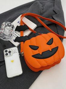 Halloween Creative Funny Pumpkin Shaped Women's Bag, Cartoon Shoulder Bag Or Crossbody Bag For Shopping, Great Festival Gift For Girlfriend, Halloween Bags, Perfect For Fancy Party, Halloween Fashion & Gothic Fashion - Orange - View 9